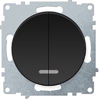 Выключатель с подсветкой без рамки OneKeyElectro Florence 2-кл. черный картинка